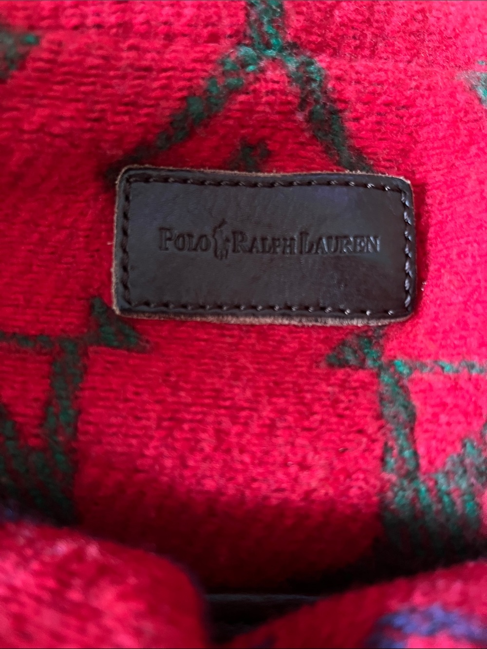 Vintage Polo Ralph Lauren Canvas Messenger Bag Leather Brown Trim Aztec Lining - Picture 9 of 9